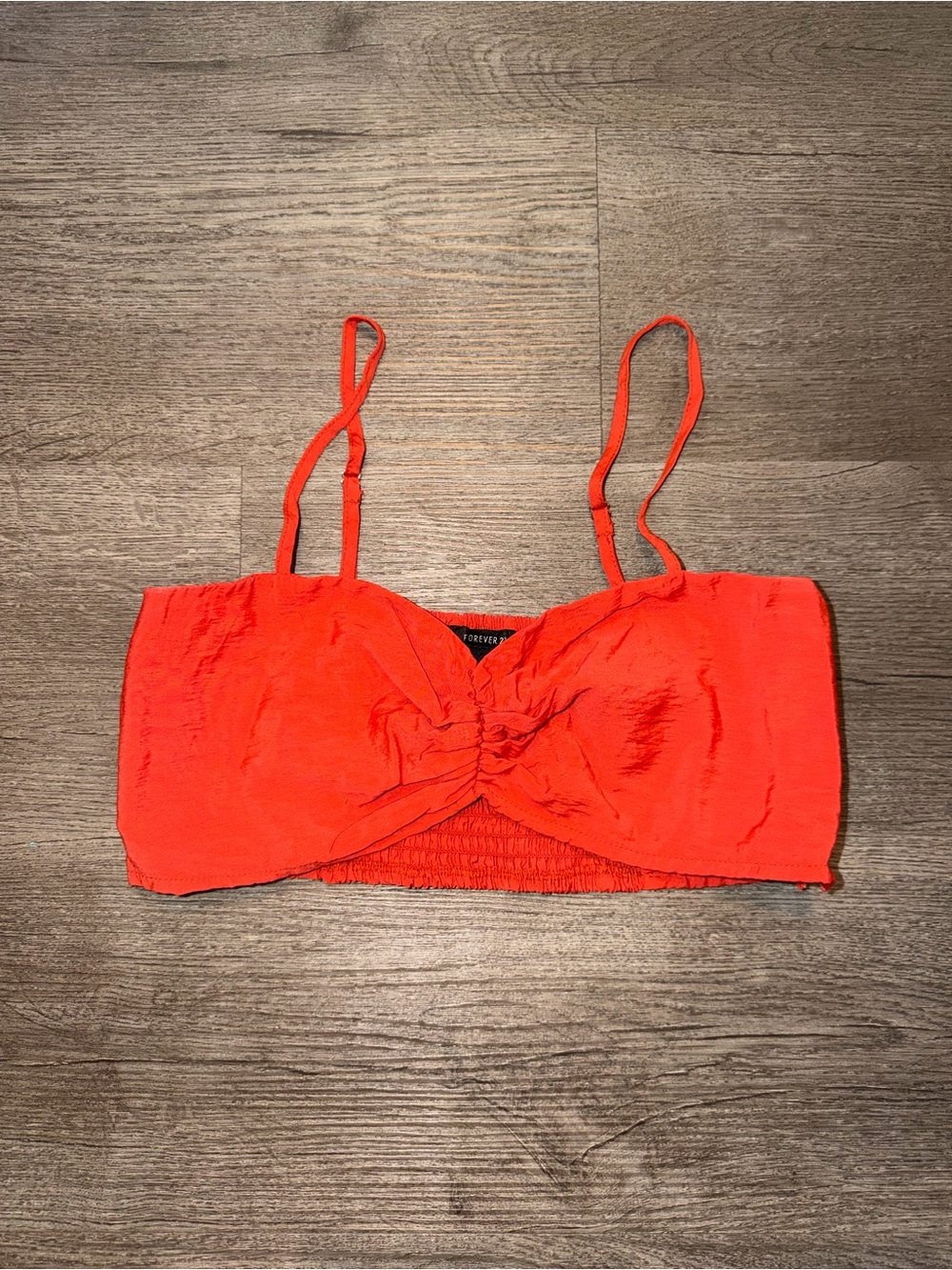 Forever 21 Red Cropped Twist-Front Bralette Top